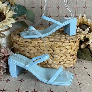 Jeffrey Campbell Womens Baby Blue Shiny “Jamm-3” Jelly Slide Sandal Heels Size 7